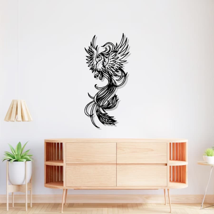Phoenix Metal Line Wall Art, Legendary Bird Art | Home Decoration Phoenix Art