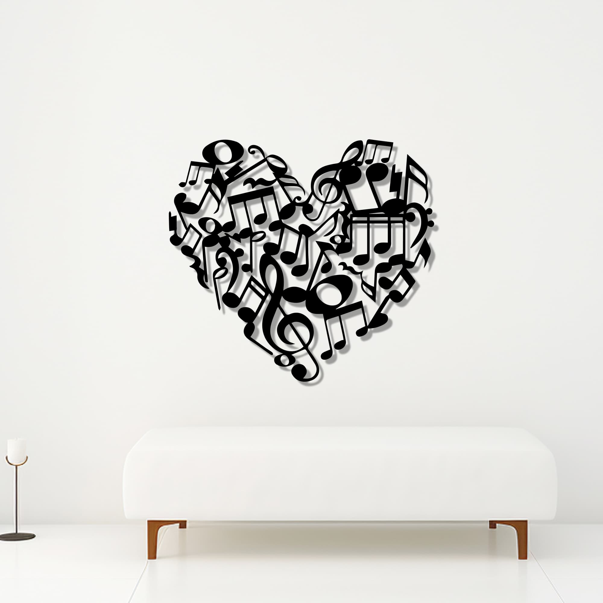 Music Notes Wall Art - Musical Heart Metal Wall Decor