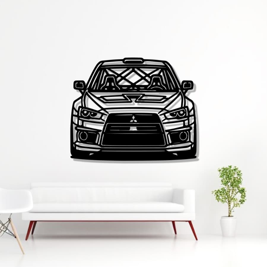 Mitsubishi Lancer Evolution X Front View Metal Car Wall Art