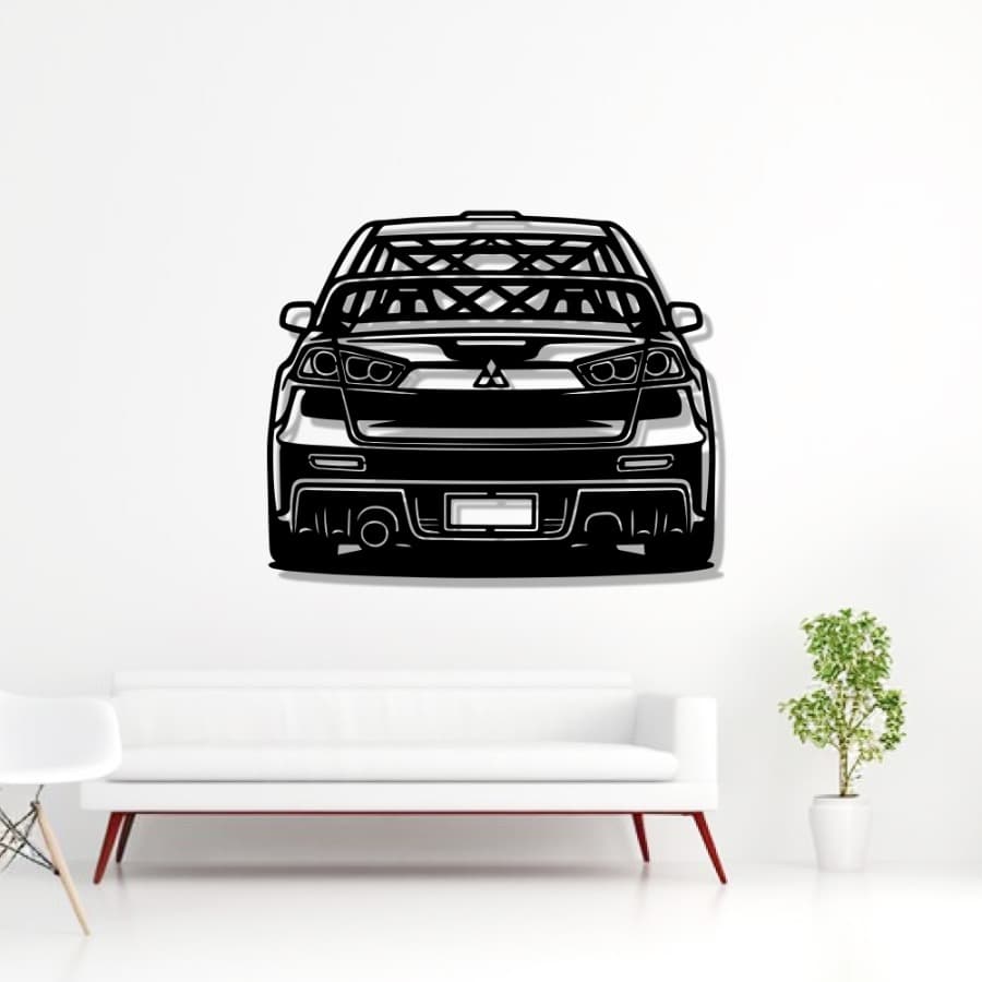 Mitsubishi Lancer Evolution X Back View Metal Car Wall Art