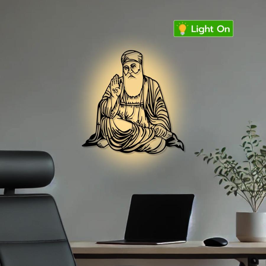 Guru Nanak Dev Ji Metal Wall Art | Sikhism Wall Frame