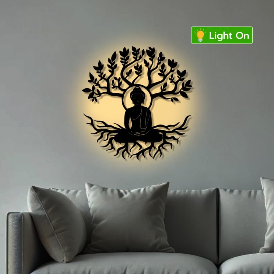 Buddha Tree Metal Wall Art | Peaceful Meditation Decor