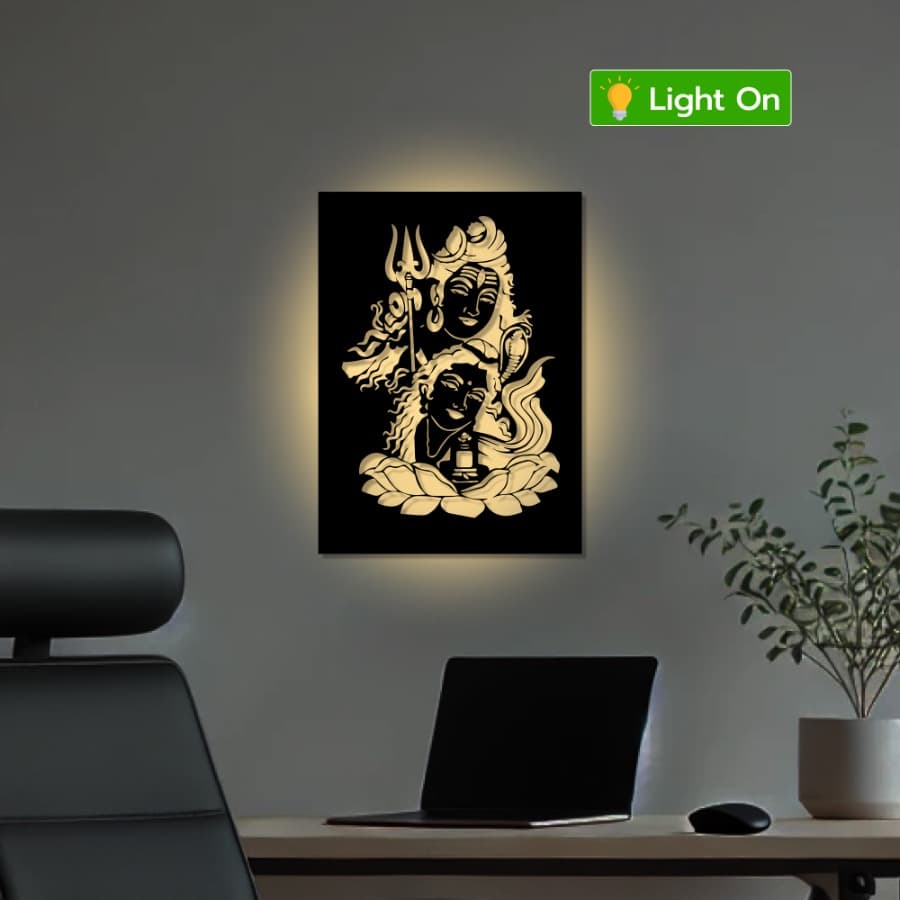 Shiv Parvati Metal Wall Art | Celestial Couple Decor