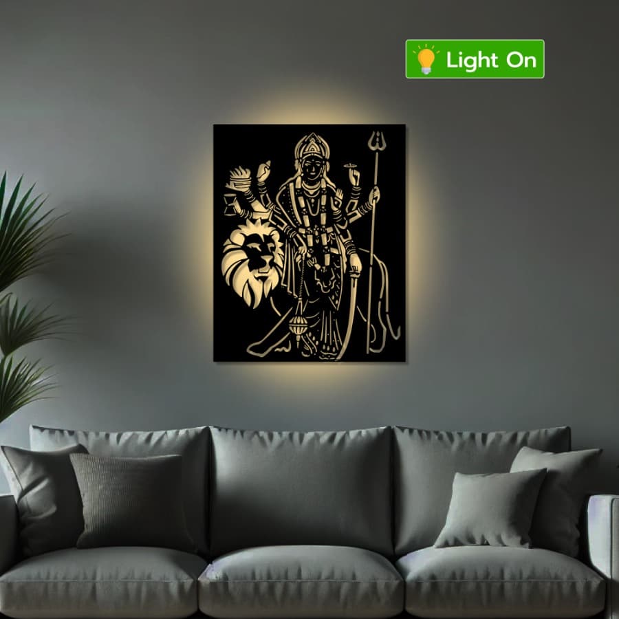 Mata Sherawali Metal Wall Art | Sacred Feminine Power Decor