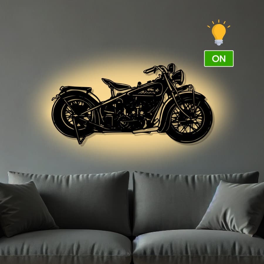 Old School Motorcycle Metal Wall Art