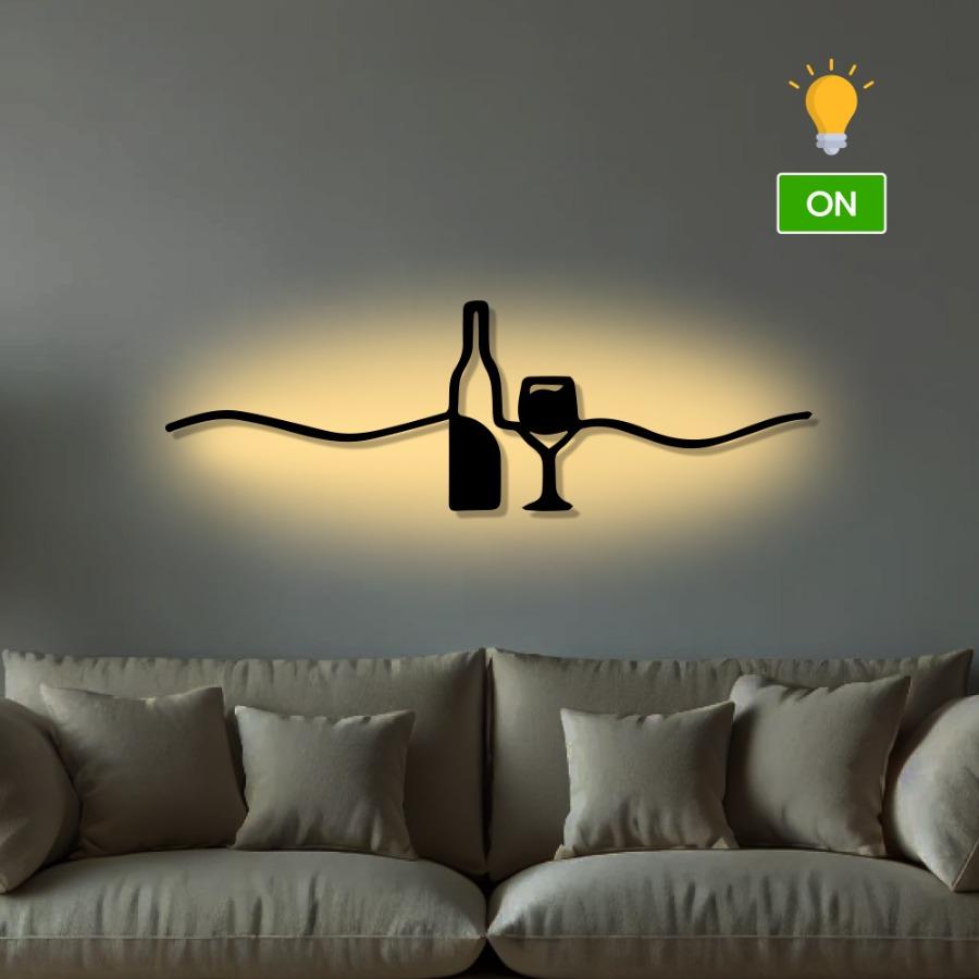 Wine Bottle and Glass Metal Wall Art