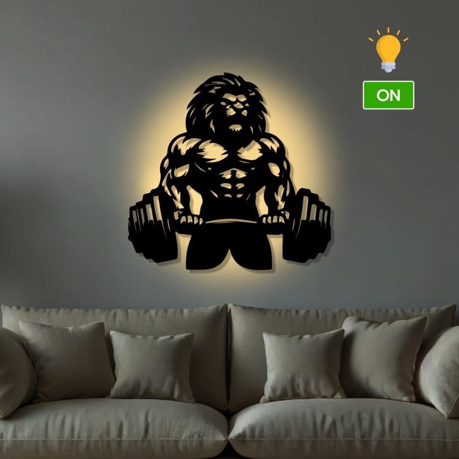 Lion Workout Gym Metal Wall Art | Bodybuilding Wall Decor