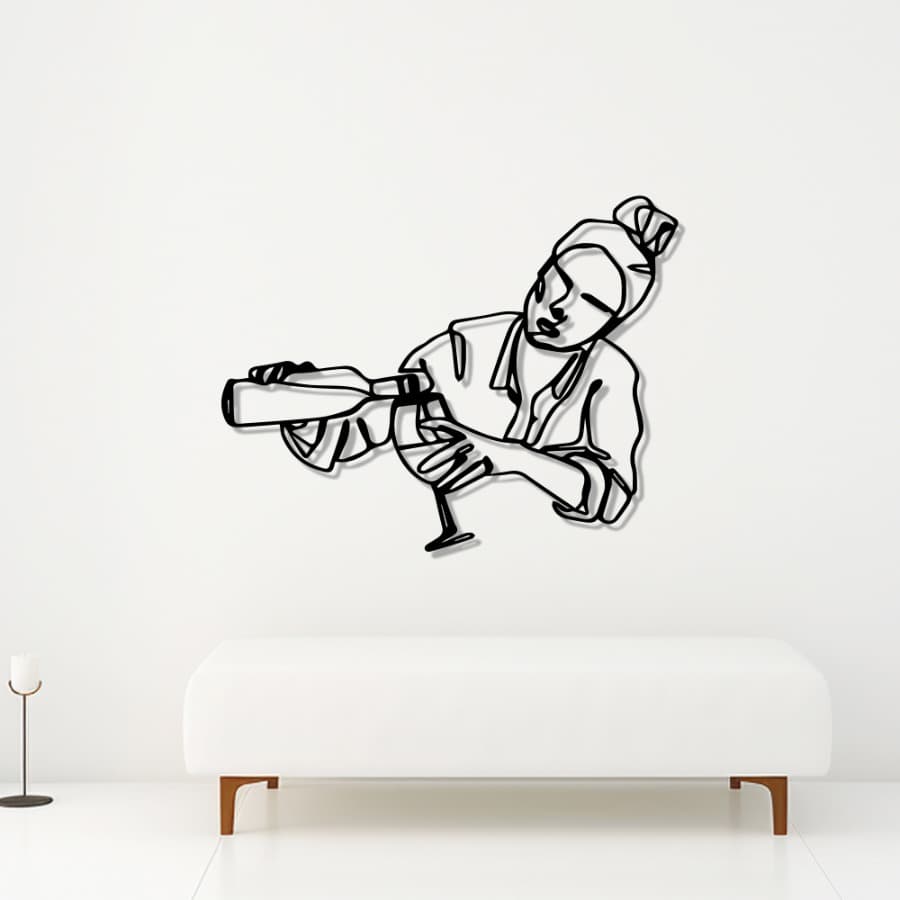 Woman Serving Wine Metal Wall Art - Wine Glass Wall Decor