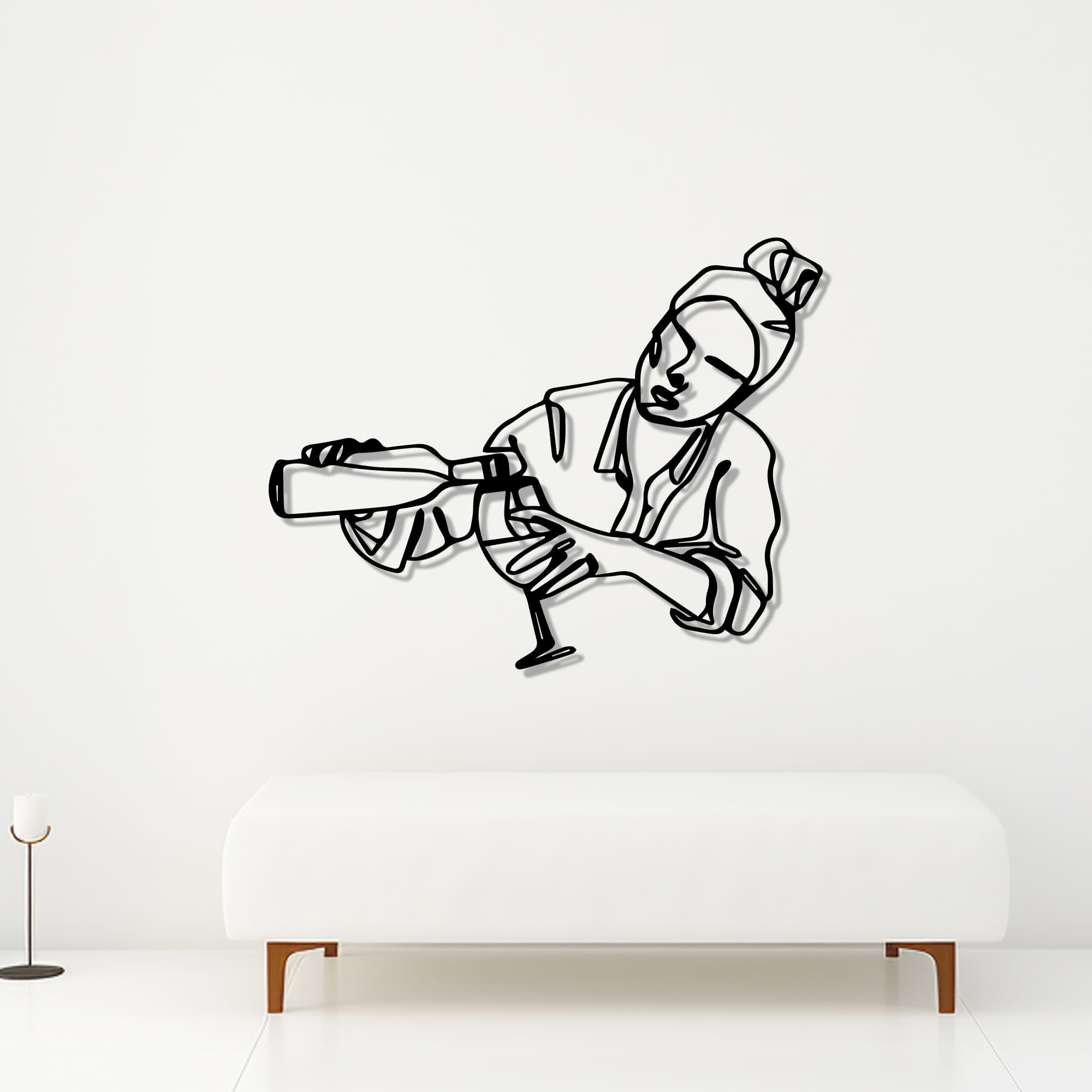 Woman Serving Wine Metal Wall Art - Wine Glass Wall Decor
