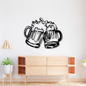 Beer Mugs Metal Wall Art | Beer Cheers Wall Decor | Wall Hanging