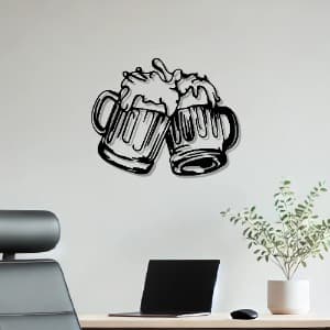 Beer Mugs Metal Wall Art | Beer Cheers Wall Decor | Wall Hanging thumbnail 2