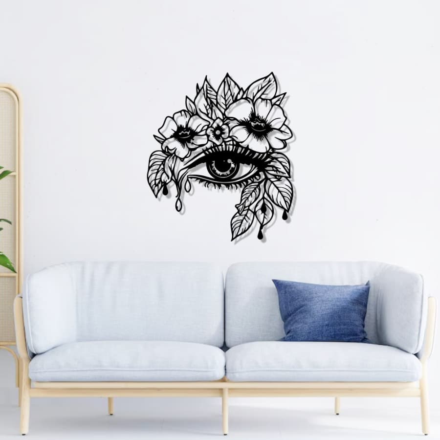 Blooming Eye Metal Wall Decor, Minimalist Line Art | Metal Wall Decor