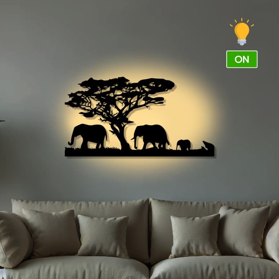 Safari Elephant Metal Wall Art, African Wildlife Wall Art | Wall Hanging Decor