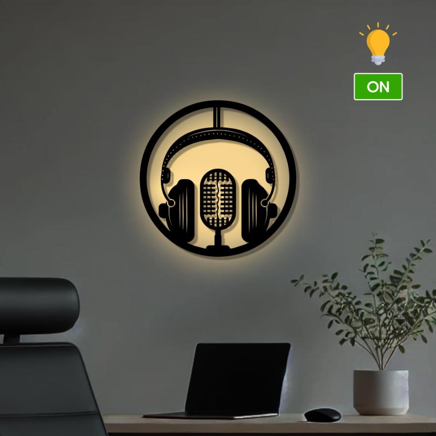 Headphones with Microphone Metal Wall Art - Wall Decoration | Wall Hanging