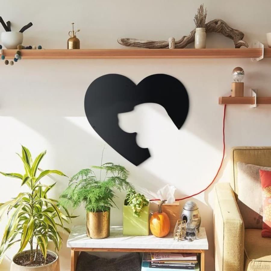 Dog Heart Shape Wall Art | Metal Hanging Decor