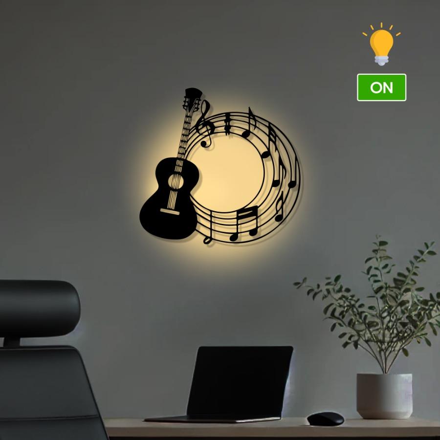 Electric Guitar Metal Wall Art | Music Note Wall Decor