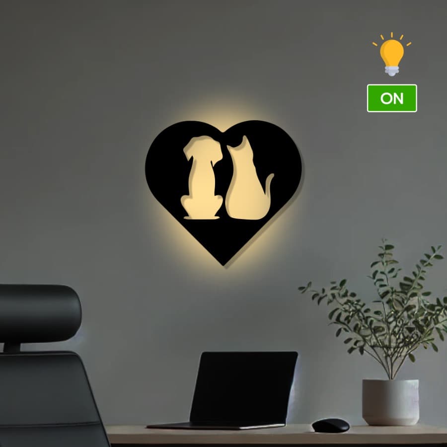 Dog and Cat Love Metal Wall Art | Wall Hanging 