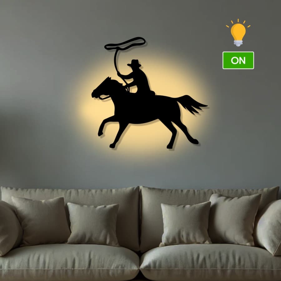 Cowboy Riding Horse Metal Wall Art