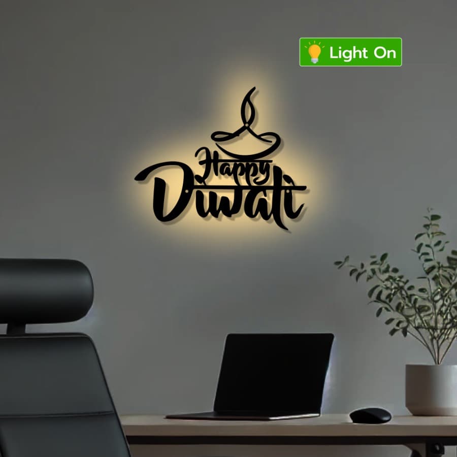 Happy Diwali Metal Wall Art - Wall Hanging for living Room