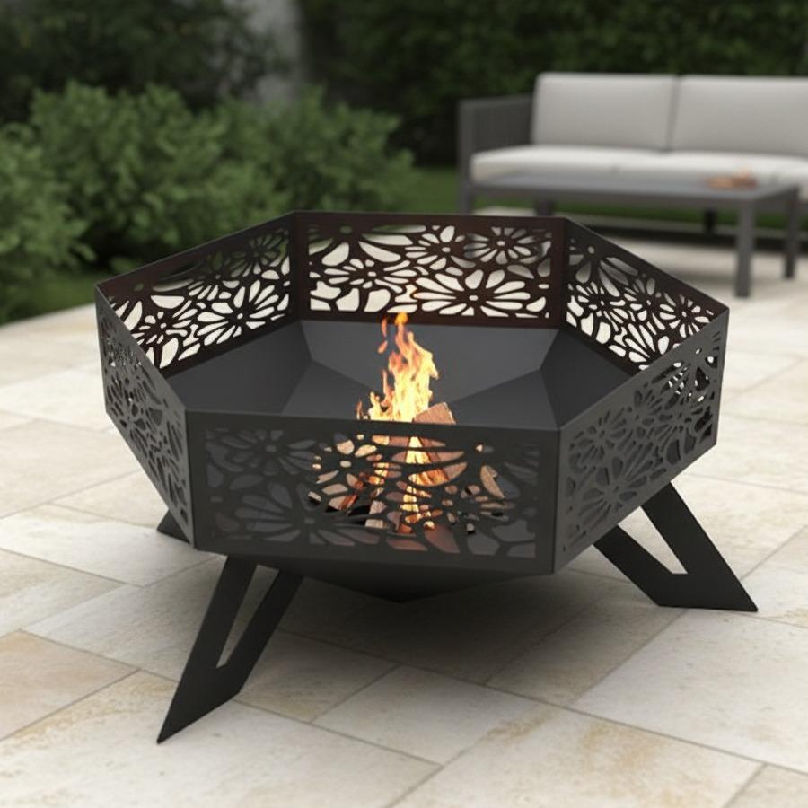 HexaBloom Fire Pit - Artisan Crafted 