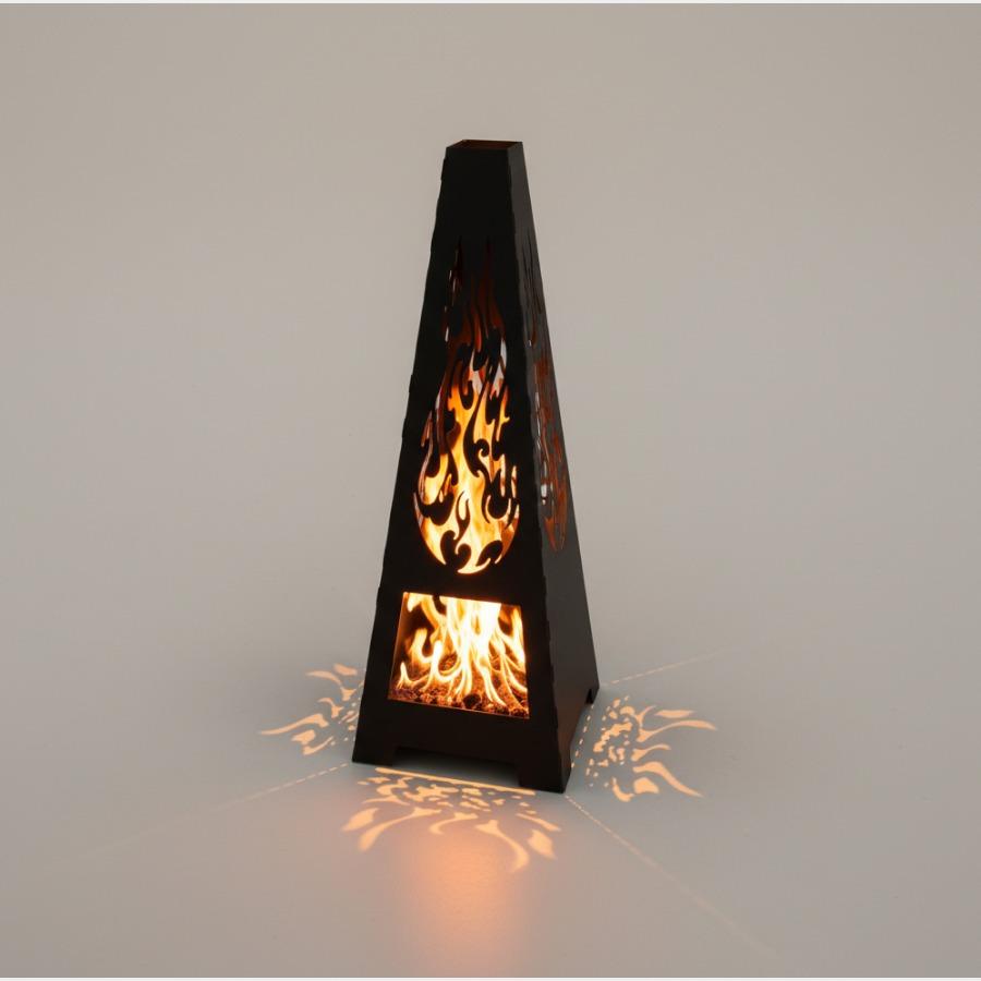 Pyramid Flame Tower Fire Pit - Artisan Crafted