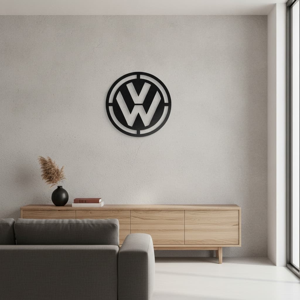Volkswagen Metal Car Emblem Wall Art – Premium 2mm Steel Décor