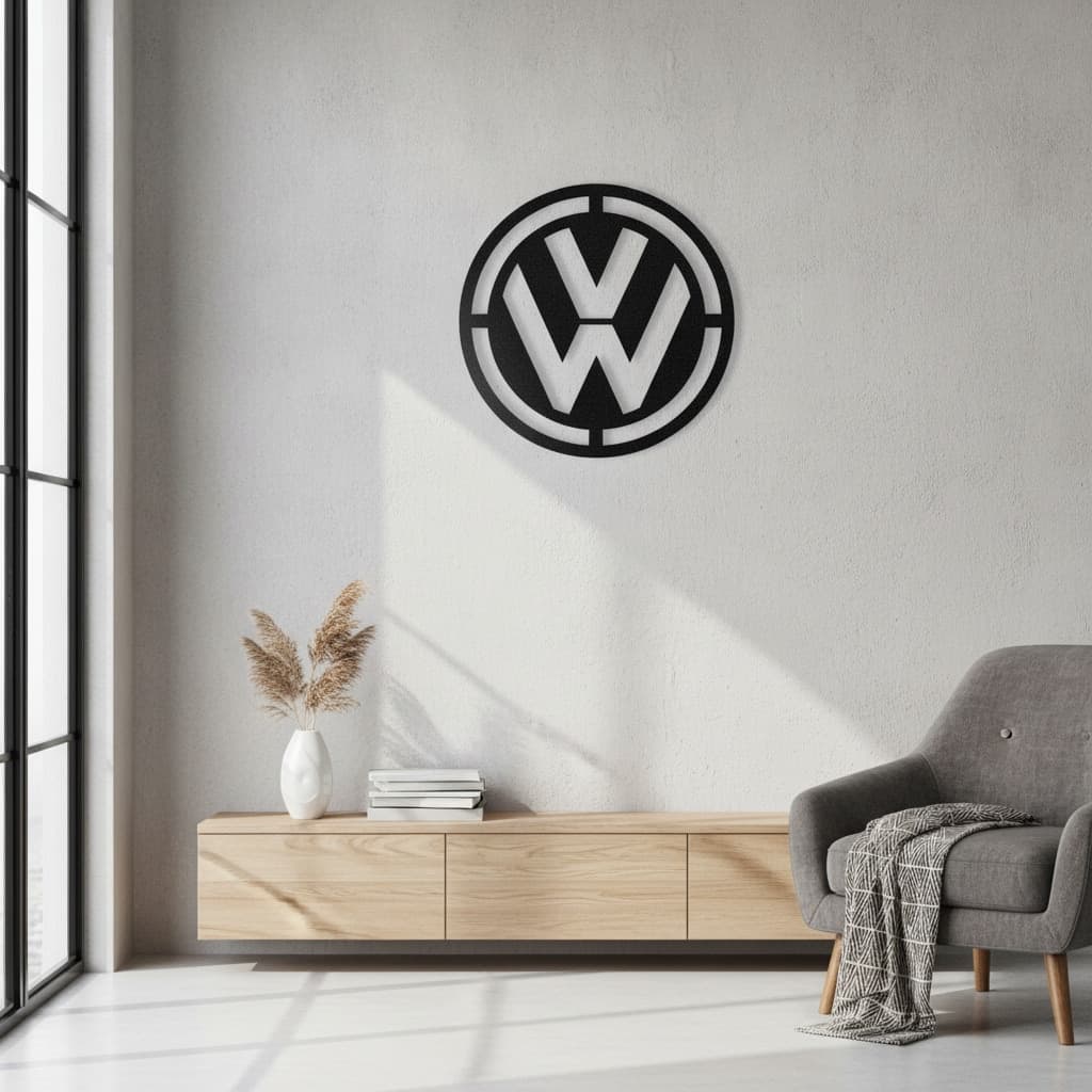 Volkswagen Metal Car Emblem Wall Art – Premium 2mm Steel Décor thumbnail 3