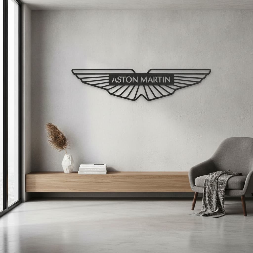 Aston Martin Metal Car Emblem Wall Art - 2mm Steel Décor by The India