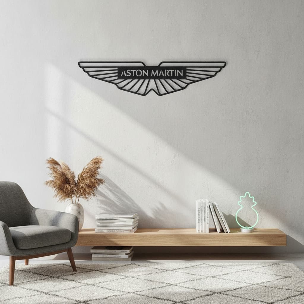 Aston Martin Metal Car Emblem Wall Art - 2mm Steel Décor by The India thumbnail 2