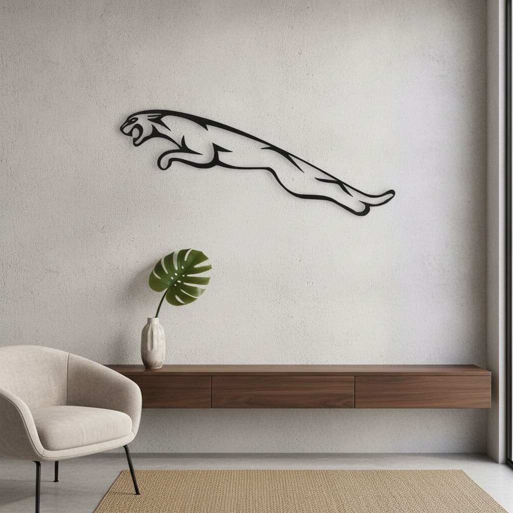 Jaguar Metal Car Emblem – Steel Wall Art – The India Decor Décor thumbnail 5