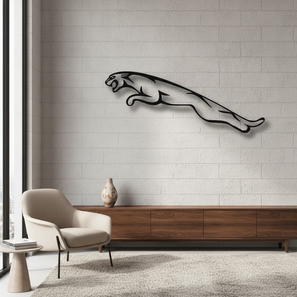 Jaguar Metal Car Emblem – Steel Wall Art – The India Decor Décor thumbnail 3