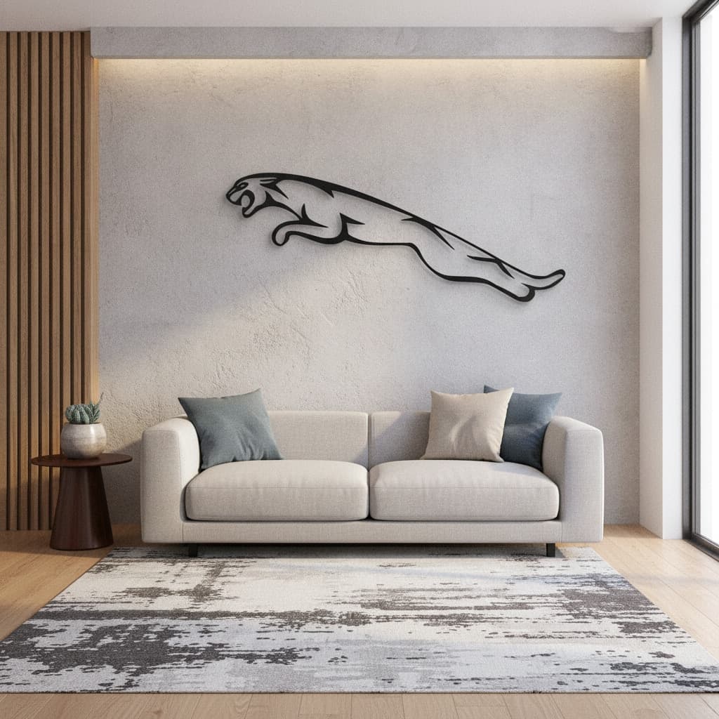 Jaguar Metal Car Emblem – Steel Wall Art – The India Decor Décor