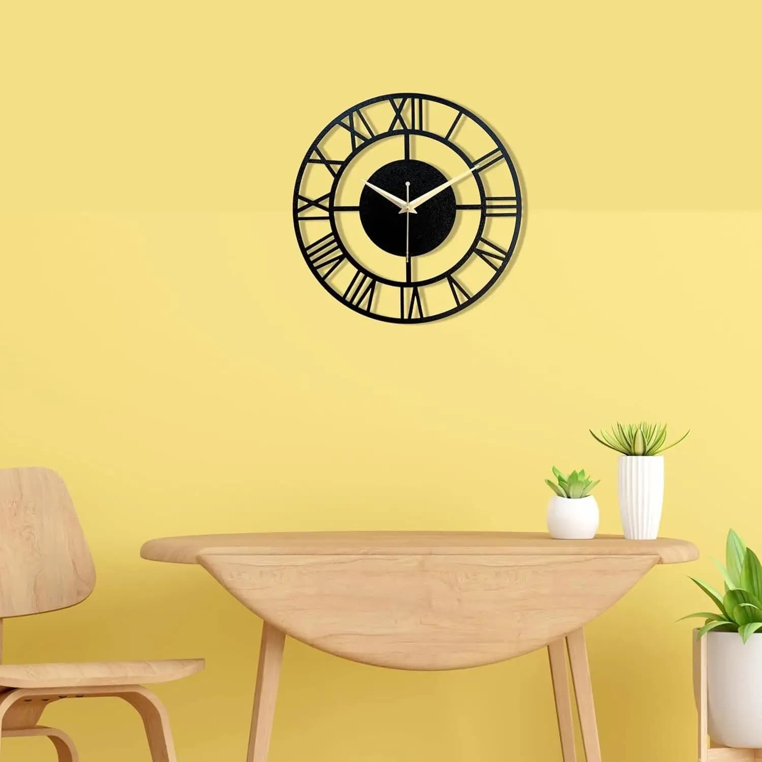 Black Roman Numeral Metal Wall Clock – 18 Inch Open Frame Vintage Decor thumbnail 4