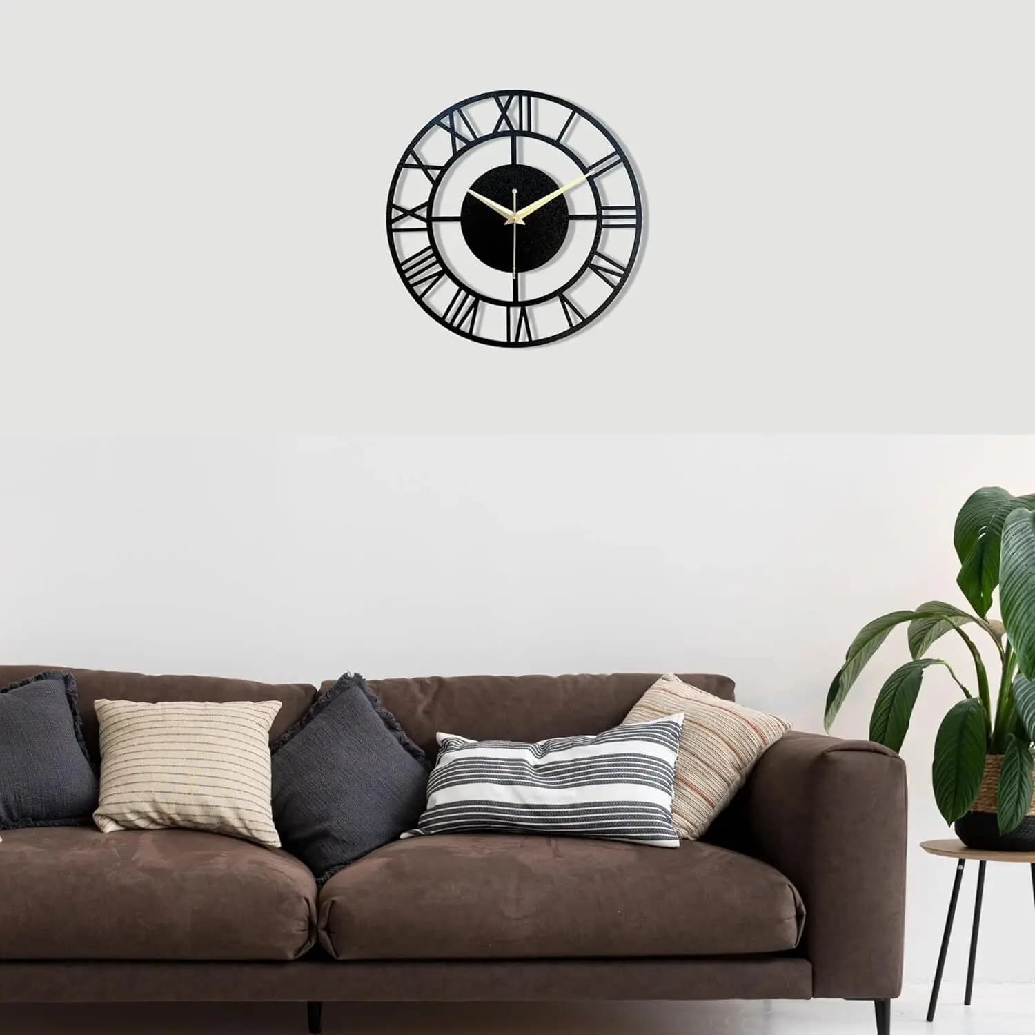 Black Roman Numeral Metal Wall Clock – 18 Inch Open Frame Vintage Decor thumbnail 5