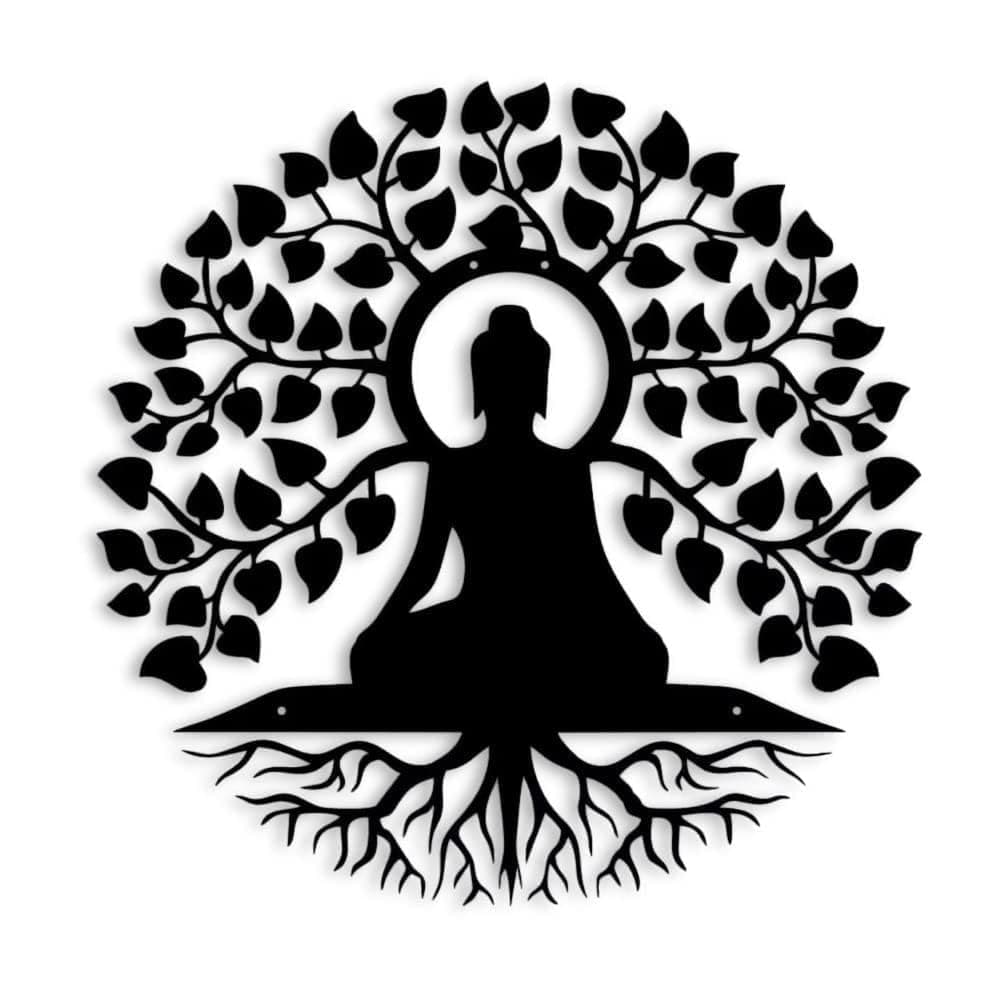 Meditating Buddha Tree of Life Metal Wall Art – Spiritual Zen Wall Decor