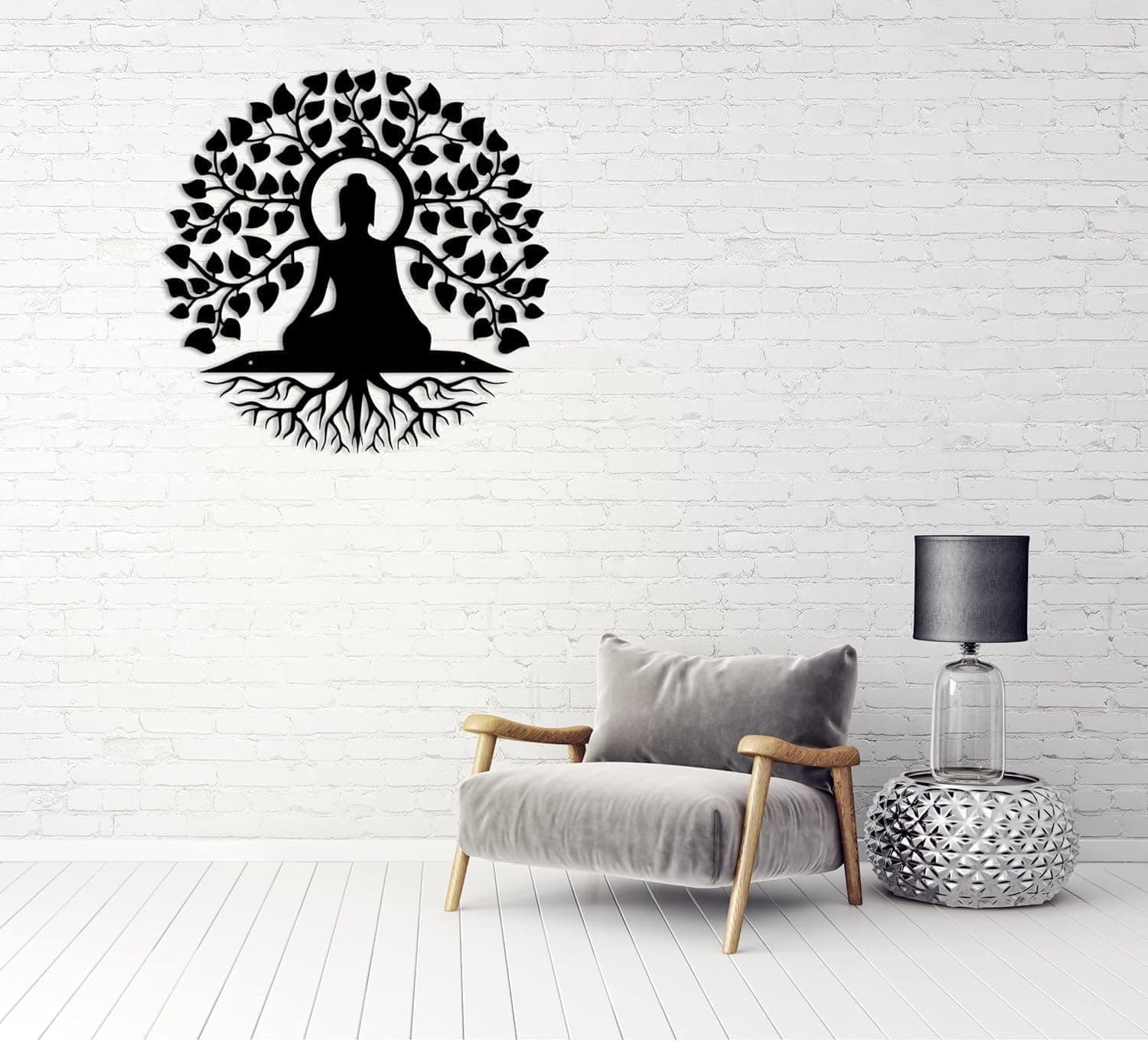 Meditating Buddha Tree of Life Metal Wall Art – Spiritual Zen Wall Decor thumbnail 2