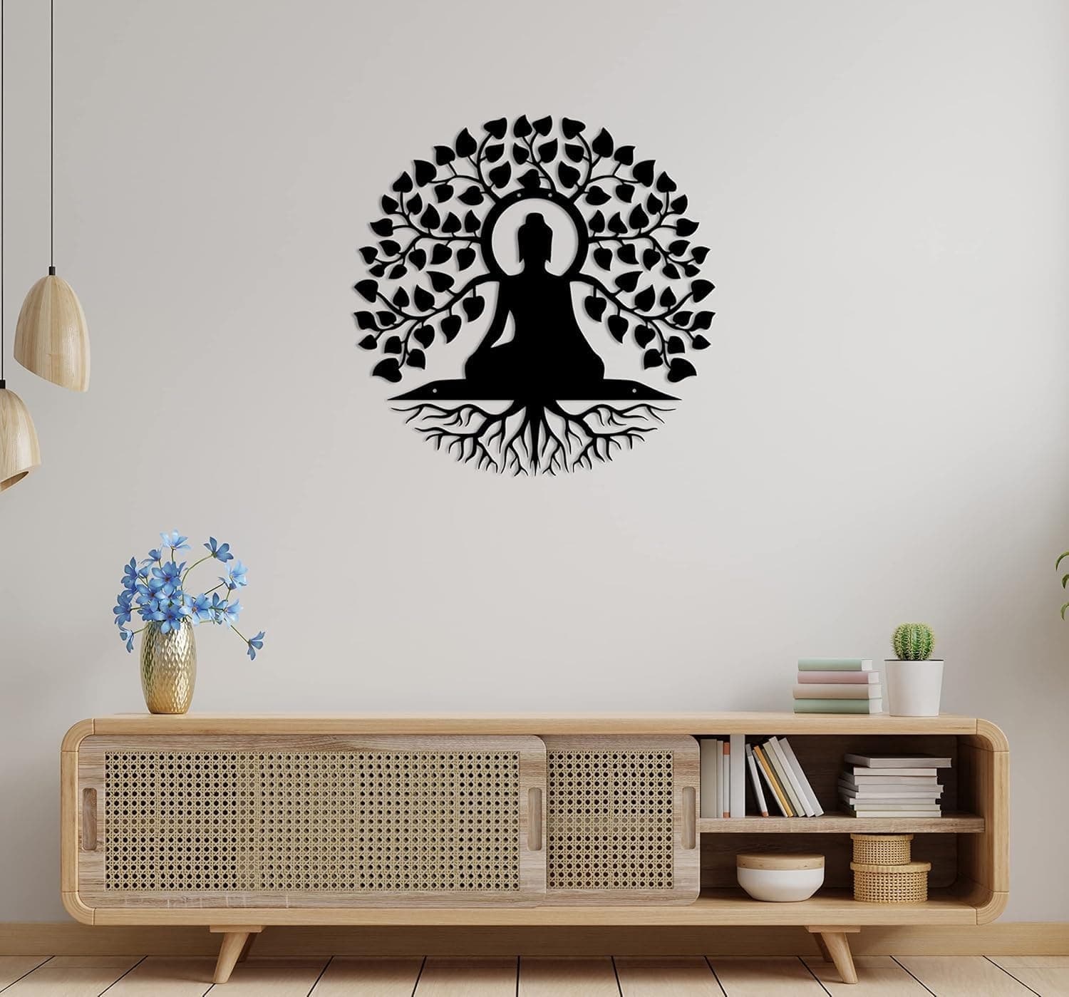 Meditating Buddha Tree of Life Metal Wall Art – Spiritual Zen Wall Decor thumbnail 3