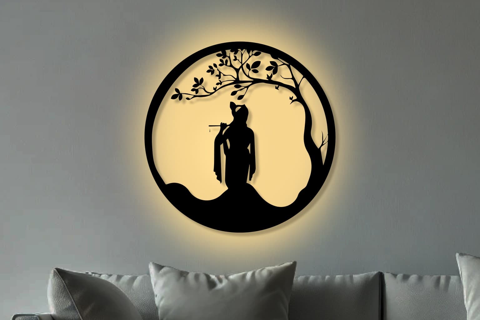 Krishna Wall Art: Laser-Cut Metal Radha Krishna Decor for Home