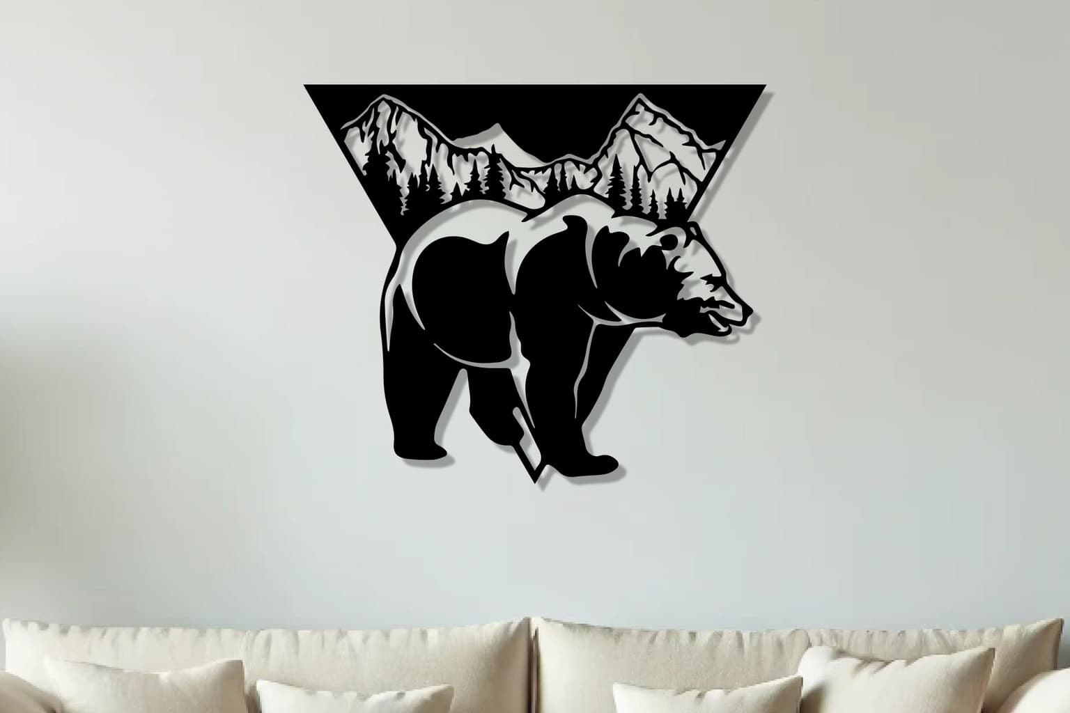 Bear Wall Art: Mountain and Bear Family Metal Decor for Home