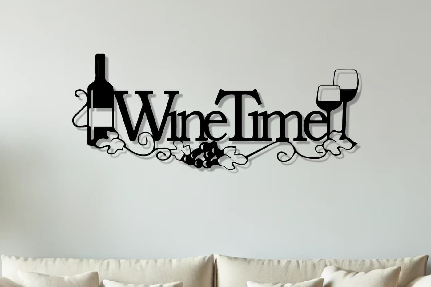 Wine Wall Art: Wine Time, Love Wine and Elegant Metal Decor for Home