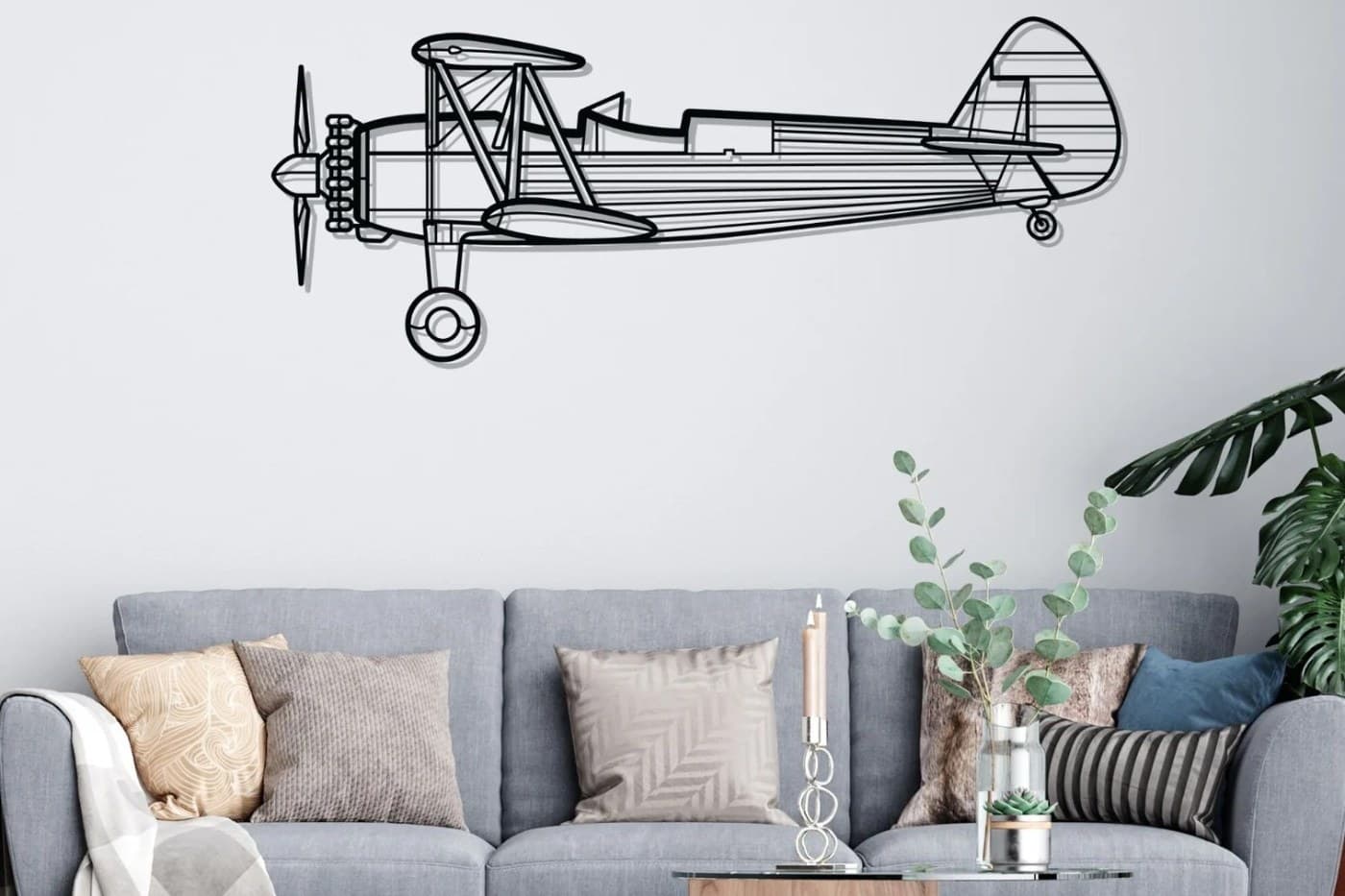 Biplane Wall Art: Stearman and Model 75 Vintage Metal Decor for Home