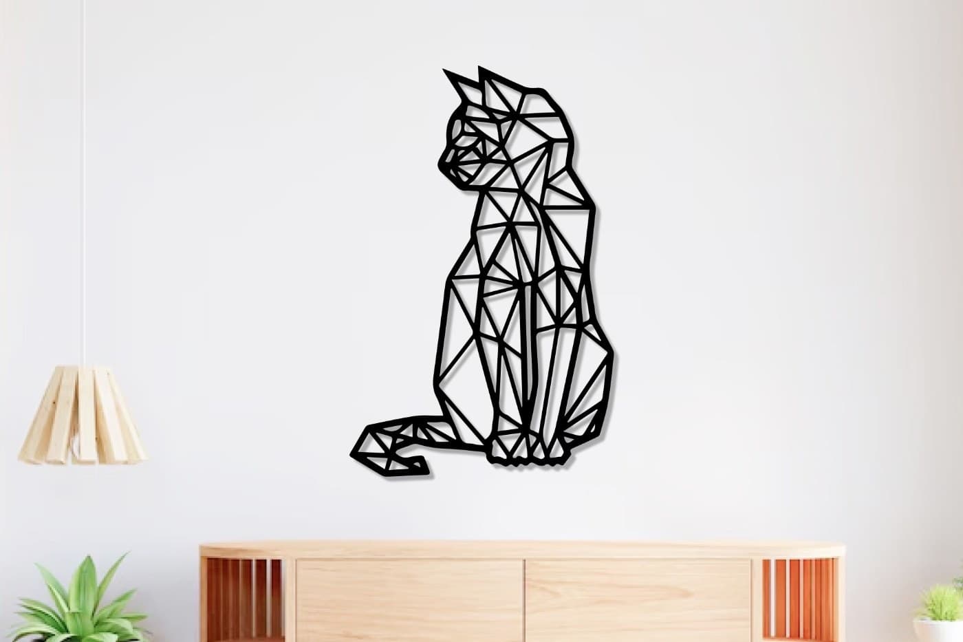 Cat Wall Art: Cat Face, Geometric Cat and Pet Love Metal Decor