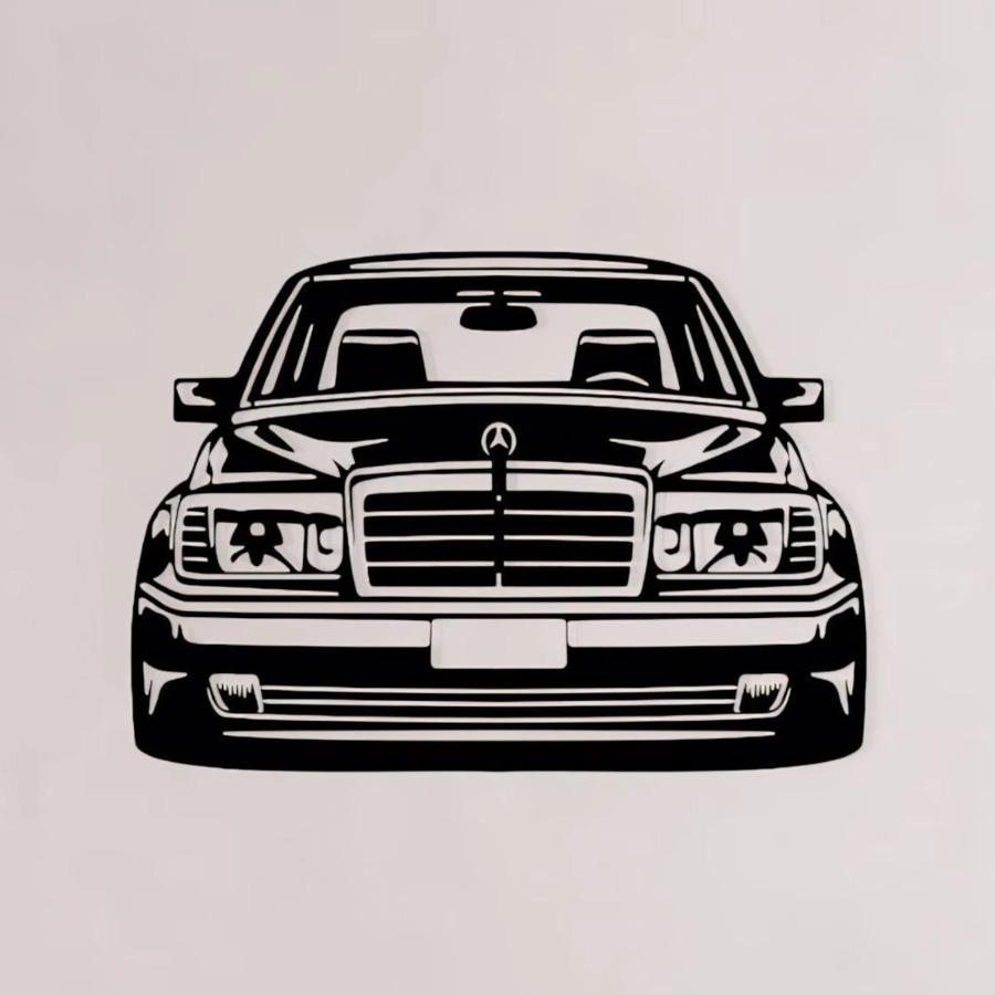 Mercedes W124 Front View Metal Wall Art