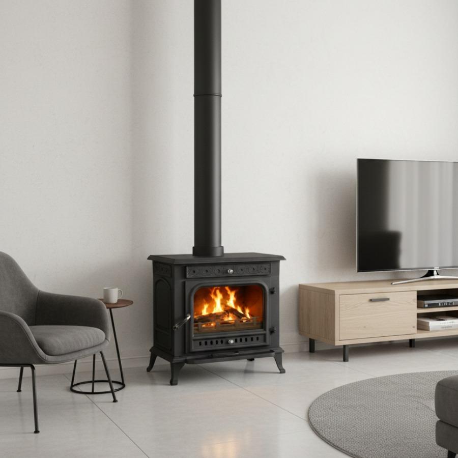 Real Wood Burning Fireplace, with Glass Door